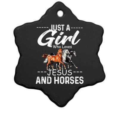 Just A Who Loves Jesus And Horses Horseback Riding Fun Meaningful Gift Ceramic Star Ornament