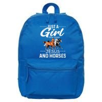 Just A Who Loves Jesus And Horses Horseback Riding Fun Meaningful Gift 16 in Basic Backpack