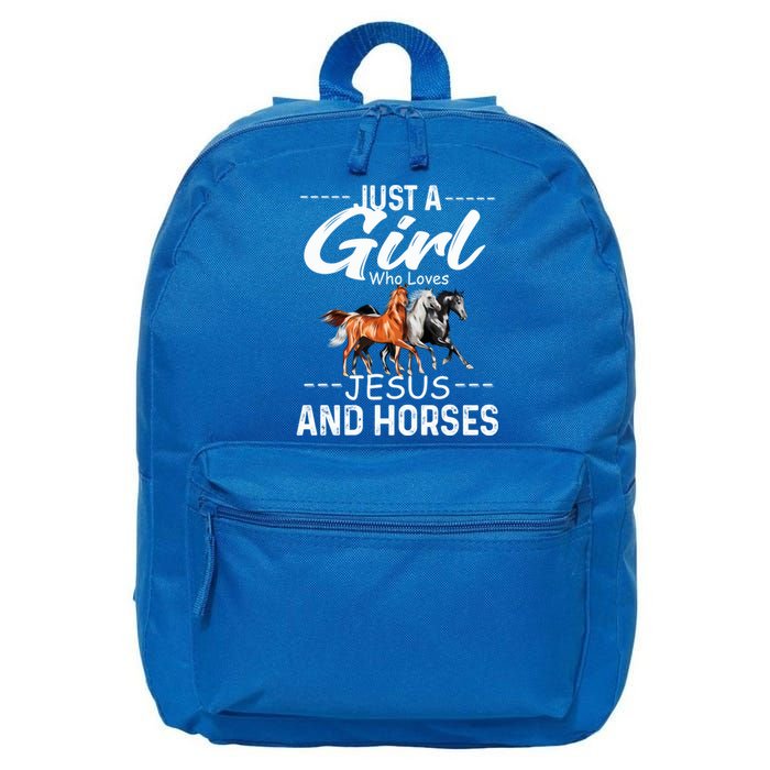 Just A Who Loves Jesus And Horses Horseback Riding Fun Meaningful Gift 16 in Basic Backpack