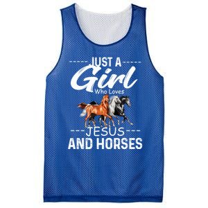 Just A Who Loves Jesus And Horses Horseback Riding Fun Meaningful Gift Mesh Reversible Basketball Jersey Tank