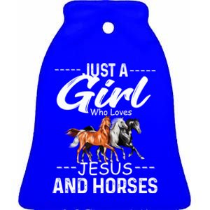 Just A Who Loves Jesus And Horses Horseback Riding Fun Meaningful Gift Ceramic Bell Ornament