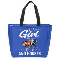 Just A Who Loves Jesus And Horses Horseback Riding Fun Meaningful Gift Zip Tote Bag