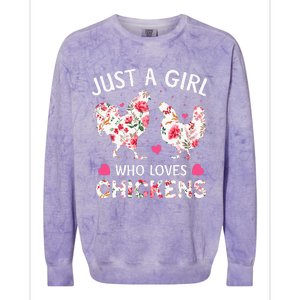 Just a Who Loves Chickens Cute Chicken Flowers Farm Colorblast Crewneck Sweatshirt