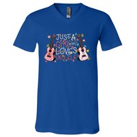 Just A Who Loves Ukuleles Funny Uke Gift Ukuleles Gift V-Neck T-Shirt