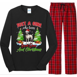 Just A Who Loves Great Dane And Christmas Santa Hat Gift Long Sleeve Pajama Set