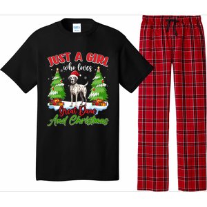 Just A Who Loves Great Dane And Christmas Santa Hat Gift Pajama Set