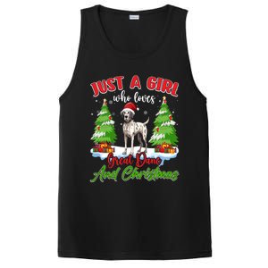 Just A Who Loves Great Dane And Christmas Santa Hat Gift PosiCharge Competitor Tank