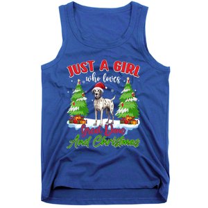 Just A Who Loves Great Dane And Christmas Santa Hat Gift Tank Top