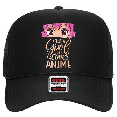 Just A  Who Loves Anime Japan Anime High Crown Mesh Back Trucker Hat