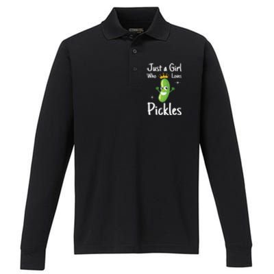 Just A Who Loves Pickles I Cucumber I Pickle Cool Gift Performance Long Sleeve Polo