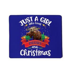 Just A Who Loves Mooses And Christmas Santa Hat Light Cool Gift Mousepad