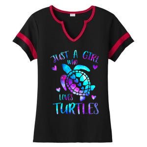 Just a Who Loves Turtles Galaxy Space Sea Turtle Lover Ladies Halftime Notch Neck Tee