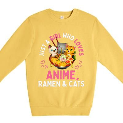 Just a  Who Loves Anime Ra and Cats Kawaii Manga Gift Premium Crewneck Sweatshirt