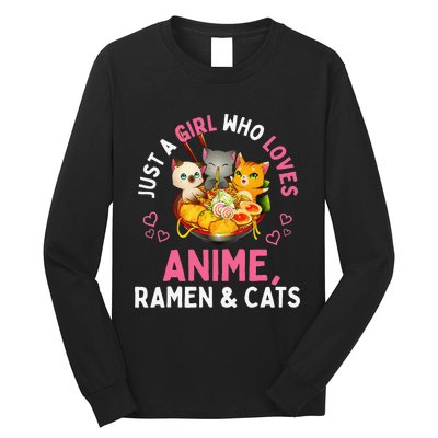 Just a  Who Loves Anime Ra and Cats Kawaii Manga Gift Long Sleeve Shirt