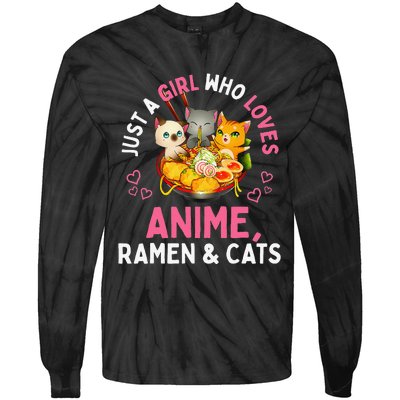 Just a  Who Loves Anime Ra and Cats Kawaii Manga Gift Tie-Dye Long Sleeve Shirt