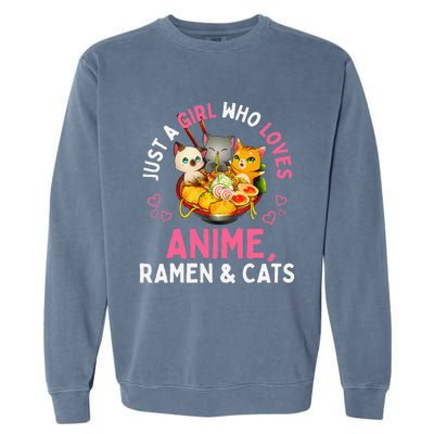 Just a  Who Loves Anime Ra and Cats Kawaii Manga Gift Garment-Dyed Sweatshirt