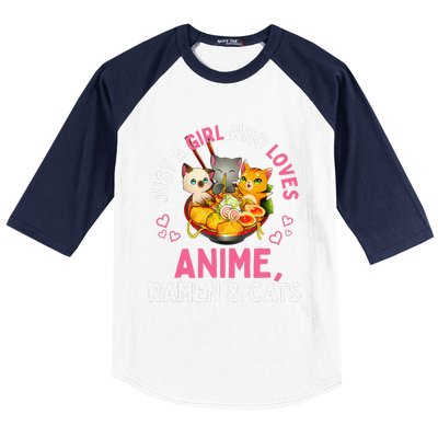 Just a  Who Loves Anime Ra and Cats Kawaii Manga Gift Baseball Sleeve Shirt