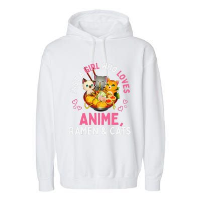 Just a  Who Loves Anime Ra and Cats Kawaii Manga Gift Garment-Dyed Fleece Hoodie