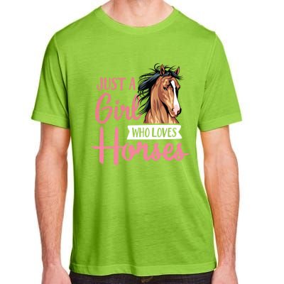 Just A Who Loves Horses Cute Horseback Riding Lesson Gift Adult ChromaSoft Performance T-Shirt