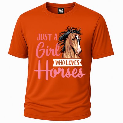 Just A Who Loves Horses Cute Horseback Riding Lesson Gift Cooling Performance Crew T-Shirt