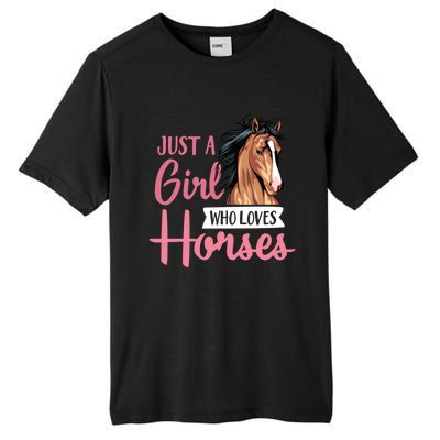 Just A Who Loves Horses Cute Horseback Riding Lesson Gift Tall Fusion ChromaSoft Performance T-Shirt