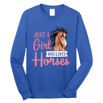 Just A Who Loves Horses Cute Horseback Riding Lesson Gift Long Sleeve Shirt