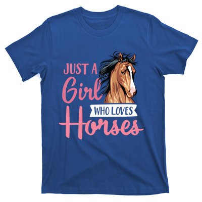 Just A Who Loves Horses Cute Horseback Riding Lesson Gift T-Shirt