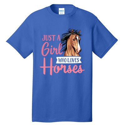 Just A Who Loves Horses Cute Horseback Riding Lesson Gift Tall T-Shirt