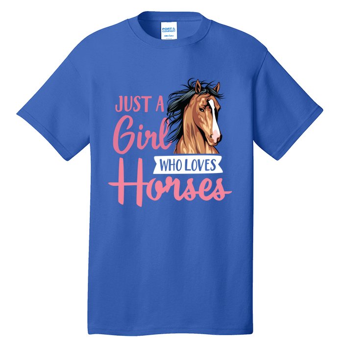 Just A Who Loves Horses Cute Horseback Riding Lesson Gift Tall T-Shirt