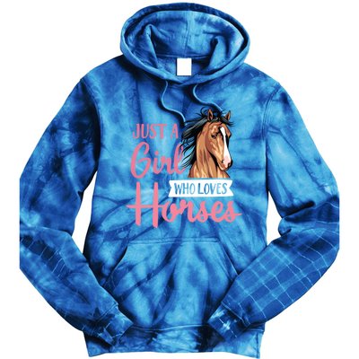 Just A Who Loves Horses Cute Horseback Riding Lesson Gift Tie Dye Hoodie