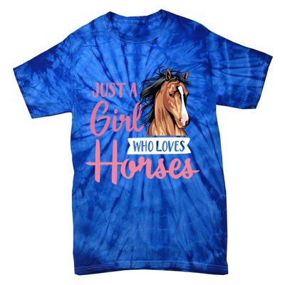 Just A Who Loves Horses Cute Horseback Riding Lesson Gift Tie-Dye T-Shirt