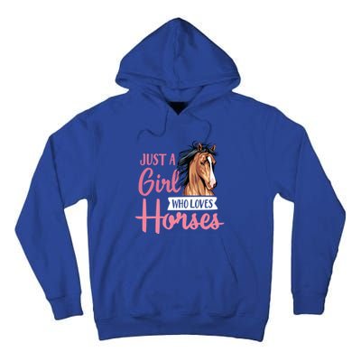 Just A Who Loves Horses Cute Horseback Riding Lesson Gift Tall Hoodie