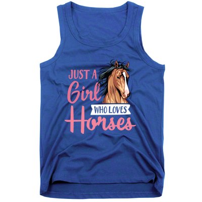 Just A Who Loves Horses Cute Horseback Riding Lesson Gift Tank Top