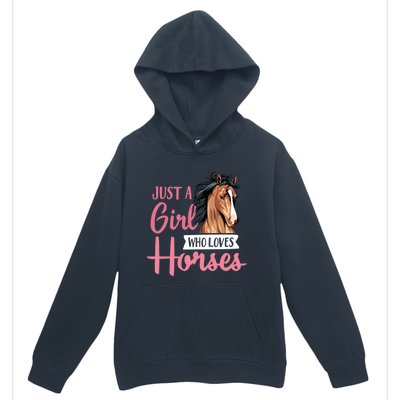 Just A Who Loves Horses Cute Horseback Riding Lesson Gift Urban Pullover Hoodie