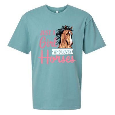 Just A Who Loves Horses Cute Horseback Riding Lesson Gift Sueded Cloud Jersey T-Shirt