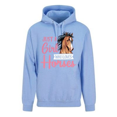 Just A Who Loves Horses Cute Horseback Riding Lesson Gift Unisex Surf Hoodie