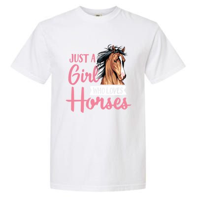 Just A Who Loves Horses Cute Horseback Riding Lesson Gift Garment-Dyed Heavyweight T-Shirt