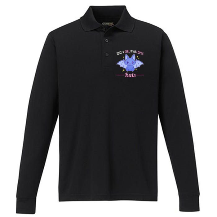 Just A Who Loves Bats Performance Long Sleeve Polo