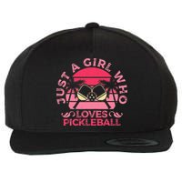 Just A Who Loves Pickleball Paddle Sports Game Wool Snapback Cap