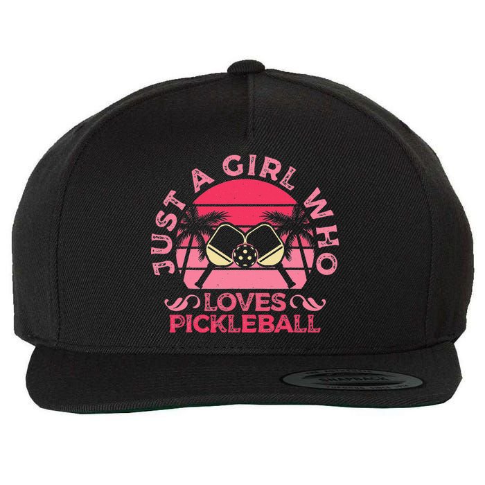 Just A Who Loves Pickleball Paddle Sports Game Wool Snapback Cap