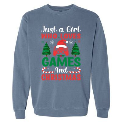 Just A Who Loves Video Games And Christmas Gift Garment-Dyed Sweatshirt