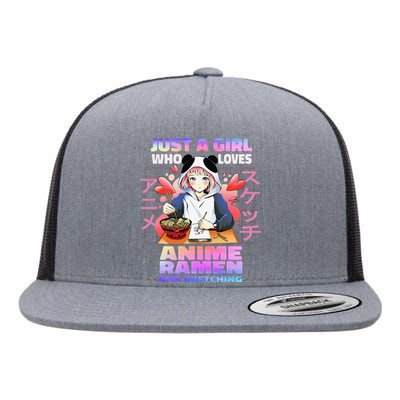 Just A  Who Loves Anime Ra and Sketching Anime Gift Flat Bill Trucker Hat