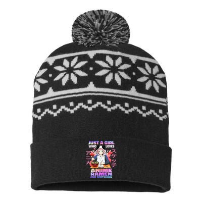 Just A  Who Loves Anime Ra and Sketching Anime Gift USA-Made Snowflake Beanie