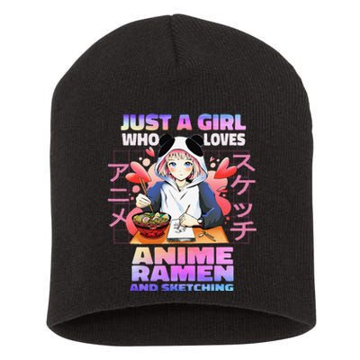 Just A  Who Loves Anime Ra and Sketching Anime Gift Short Acrylic Beanie