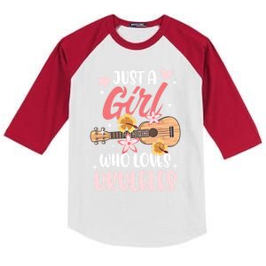 Just A Who Loves Ukuleles Gift Kids Colorblock Raglan Jersey