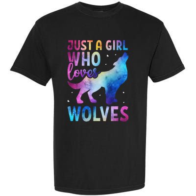 Just A Who Loves Wolves Watercolor Cute Animal Lovers Garment-Dyed Heavyweight T-Shirt