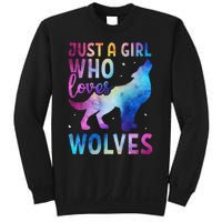 Just A Who Loves Wolves Watercolor Cute Animal Lovers Sweatshirt