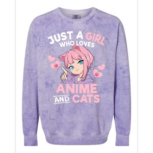 Just A Who Loves Anime And Cats Cute Otaku Manga Colorblast Crewneck Sweatshirt