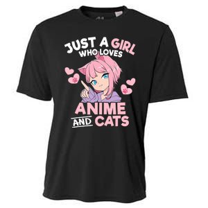 Just A Who Loves Anime And Cats Cute Otaku Manga Cooling Performance Crew T-Shirt