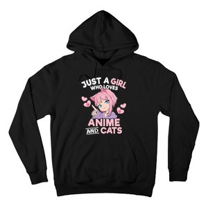 Just A Who Loves Anime And Cats Cute Otaku Manga Hoodie